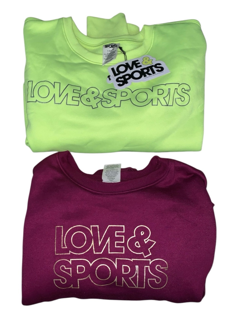 Love & Sports Sweater Bundle  - Neon Lime & Berry -Size L Juniors